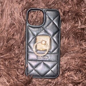 Black and Gold iPhone 14 Case with Ring Holder
